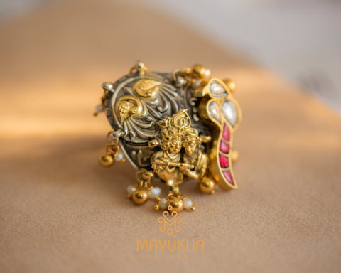 Radha Krishna Ring - Designer Ring - Silver Mayukhafabs