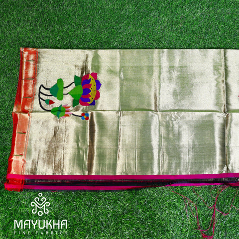 Silver with Floral Paithini Blouse Mayukhafabs