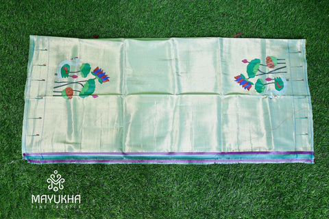 Sky-Blue with Bird & Flower Paithini Blouse Mayukhafabs