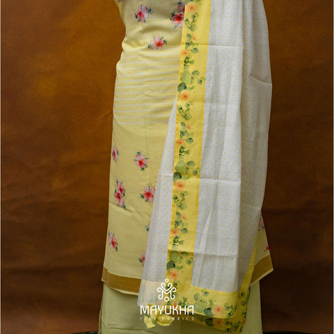 Yellow - flower design - Cotton suit Mayukhafabs